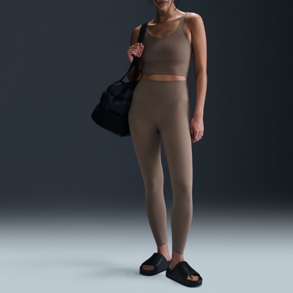 NIKE Zenvy High Waist Leggings Mink Brown NEW